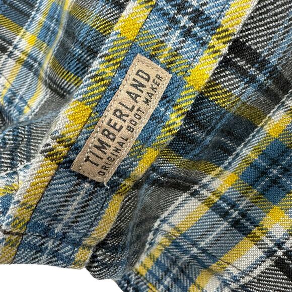 Timberland Multicolor Plaid Long Roll Tab Sleeve Collared Wool Blend Button Up M - Picture 4 of 8